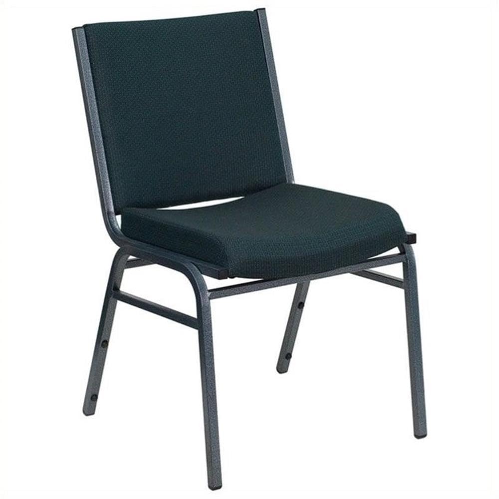 BOWERY HILL Green Fabric and Metal Stacking Guest Chairs - Multipurpose Folding Chairs for Parties, Events, and Home Decor