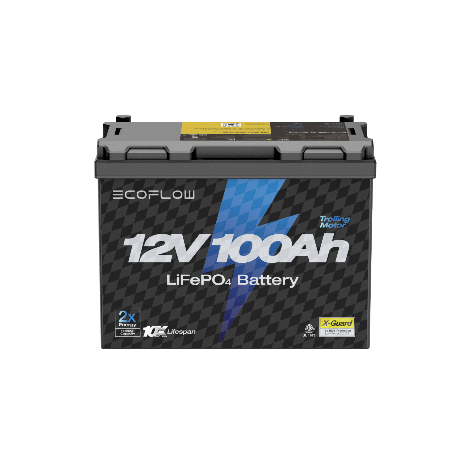 EcoFlow 12V 100Ah Lithium Deep Cycle Battery for Marine Trolling Motors - Perfect for Boats, RVs, and Off-Grid Power Systems