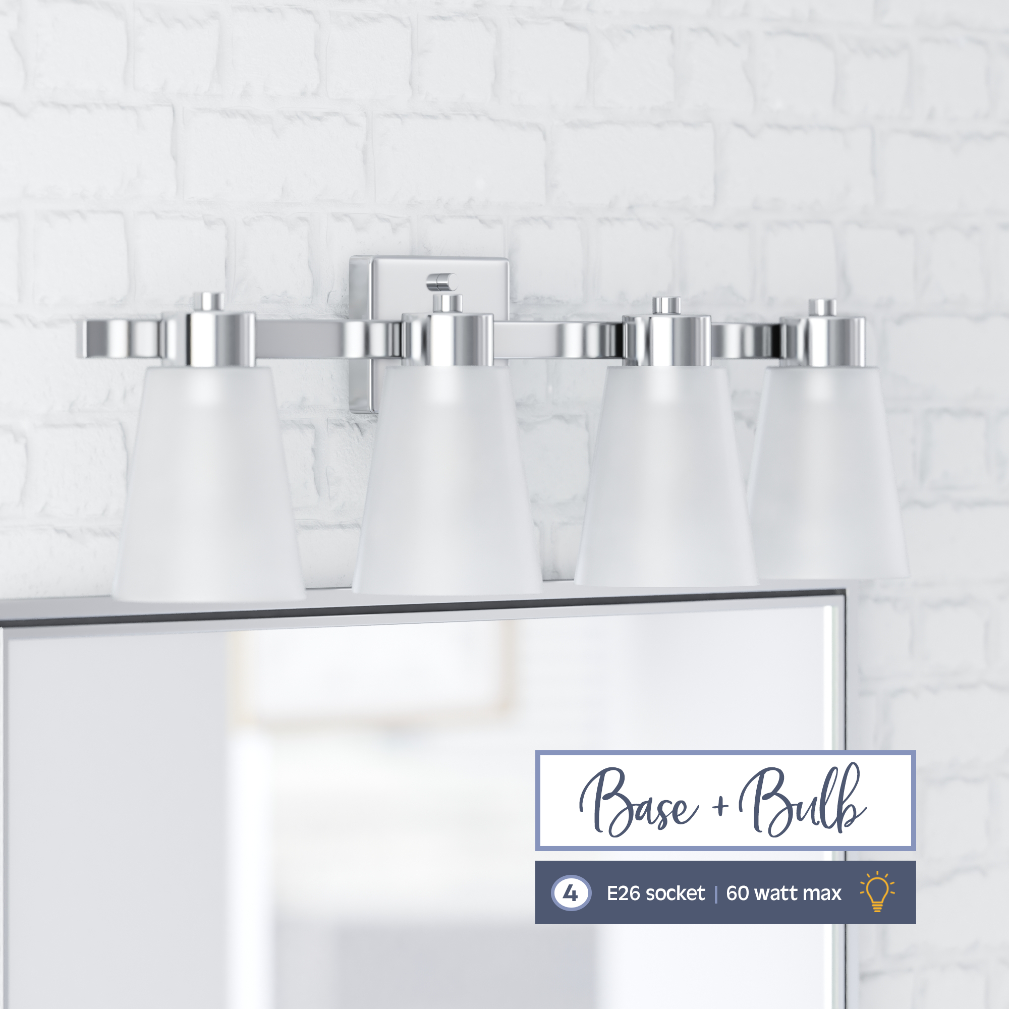 Fairendale 4-Light Brushed Nickel Vanity Light with Frosted Glass Shades - Perfect for Bathroom, Bedroom, and Dressing Room Lighting