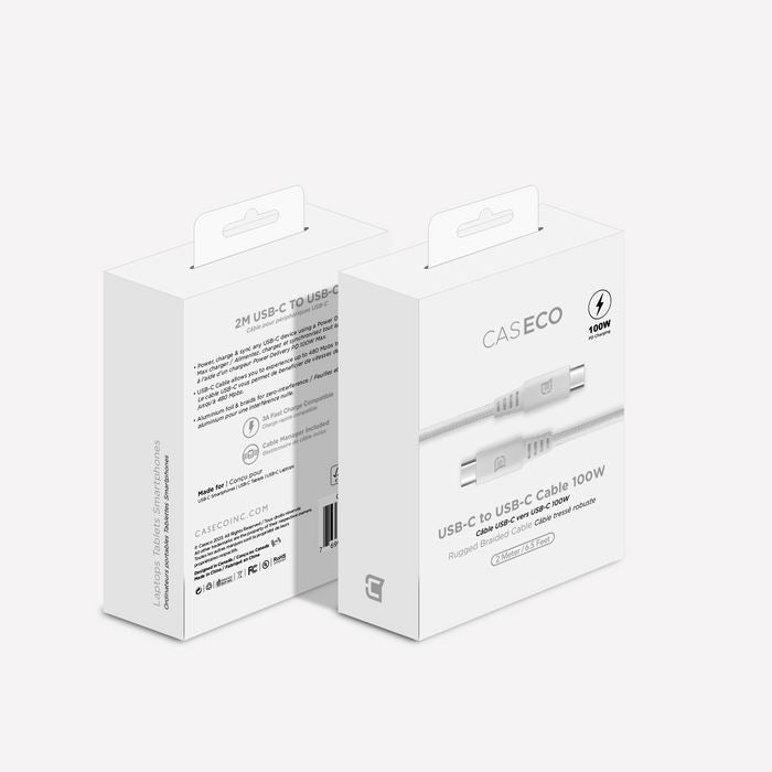 100W USB C to USB C Fast Charging Cable (6.6ft/2M) - PD Compatible, Durable Nylon Braided, Pastel White - Perfect for MacBook, iPhone 15, iPad, Samsung Galaxy & More
