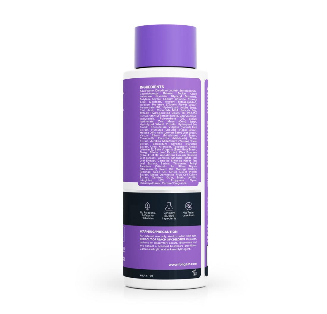 Foligain Triple Action Hair Growth Shampoo for Women with 2% Trioxidil - Volumizing & Thinning Hair Treatment for Fuller, Thicker Hair (16oz) | Daily Use for Hair Loss Prevention & Scalp Health