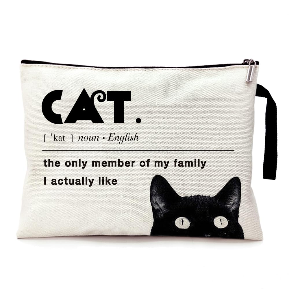 Funny Cat Lovers Makeup Bag for Women - Cute Zippered Cosmetic Travel Toiletry Pouch - Perfect Gift for Cat Moms, Daughters, Sisters & Friends - Great for Travel, Gym & Everyday Use