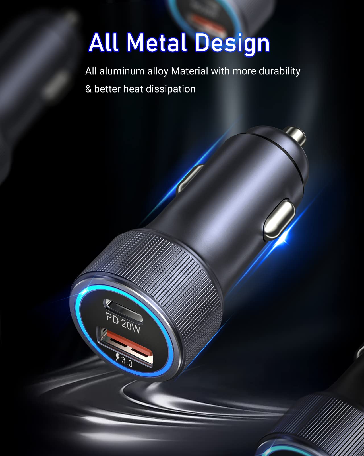 2 Pack USB C Car Charger - Eversame All-Metal Dual QC PD3.0 38W Fast Charging Adapter for iPhone 16 Pro Max/15, Samsung Galaxy S23/S22, iPad Pro - Perfect for Road Trips & Long Commutes