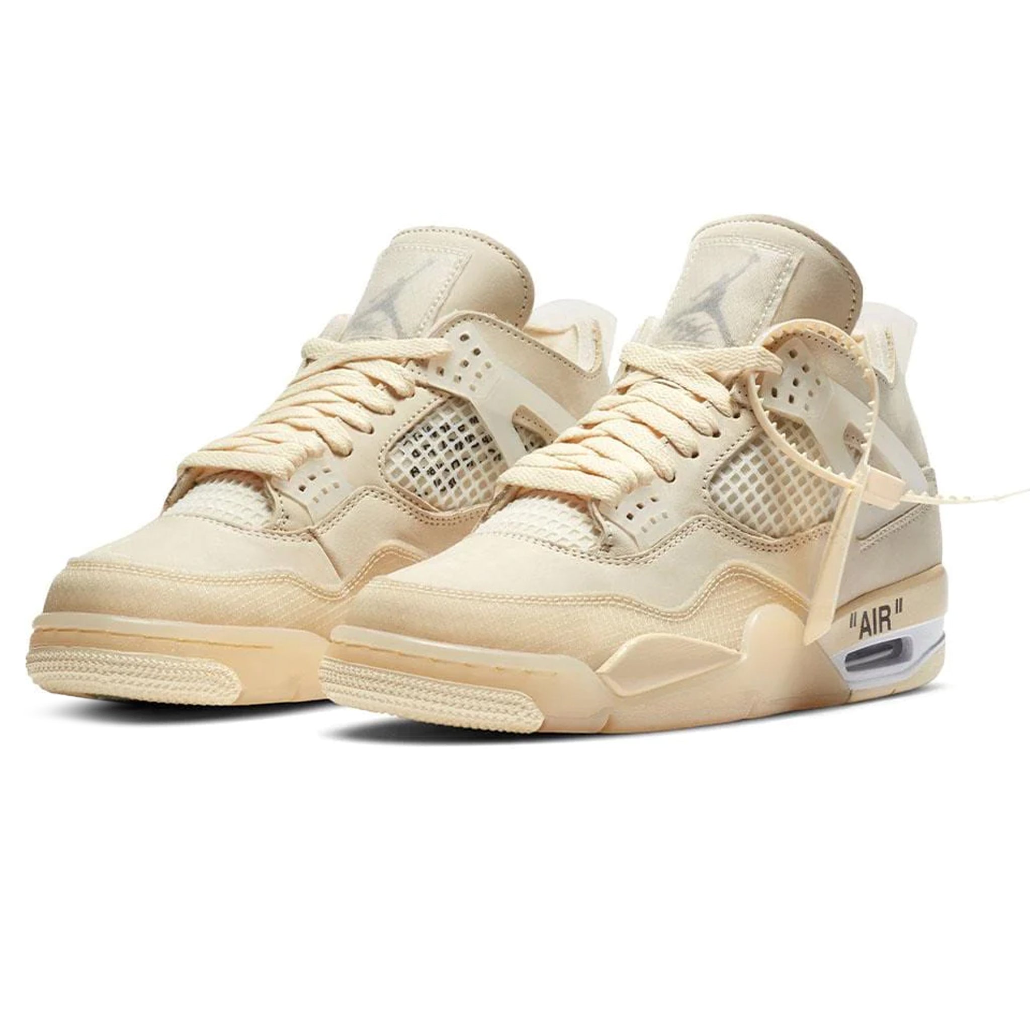 Air Jordan 4 x Off White Sail Women's Sneakers - Retro Basketball Shoes for Women - Streetwear Fashion & Casual Wear