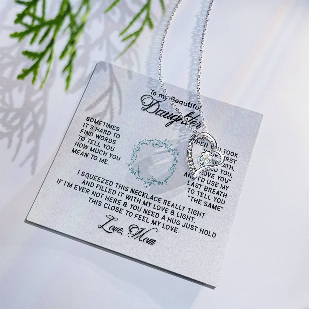Beautiful Jewelry Necklace for Daughter - Thoughtful Gift from Mom in White or Yellow Gold Finish - Perfect for Birthdays, Graduation & Special Occasions