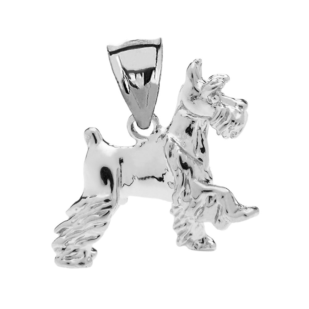 10k White Gold Schnauzer Charm Pendant Necklace for Women - Elegant Dog Lover Jewelry Gift for Birthday, Anniversary & Special Occasions
