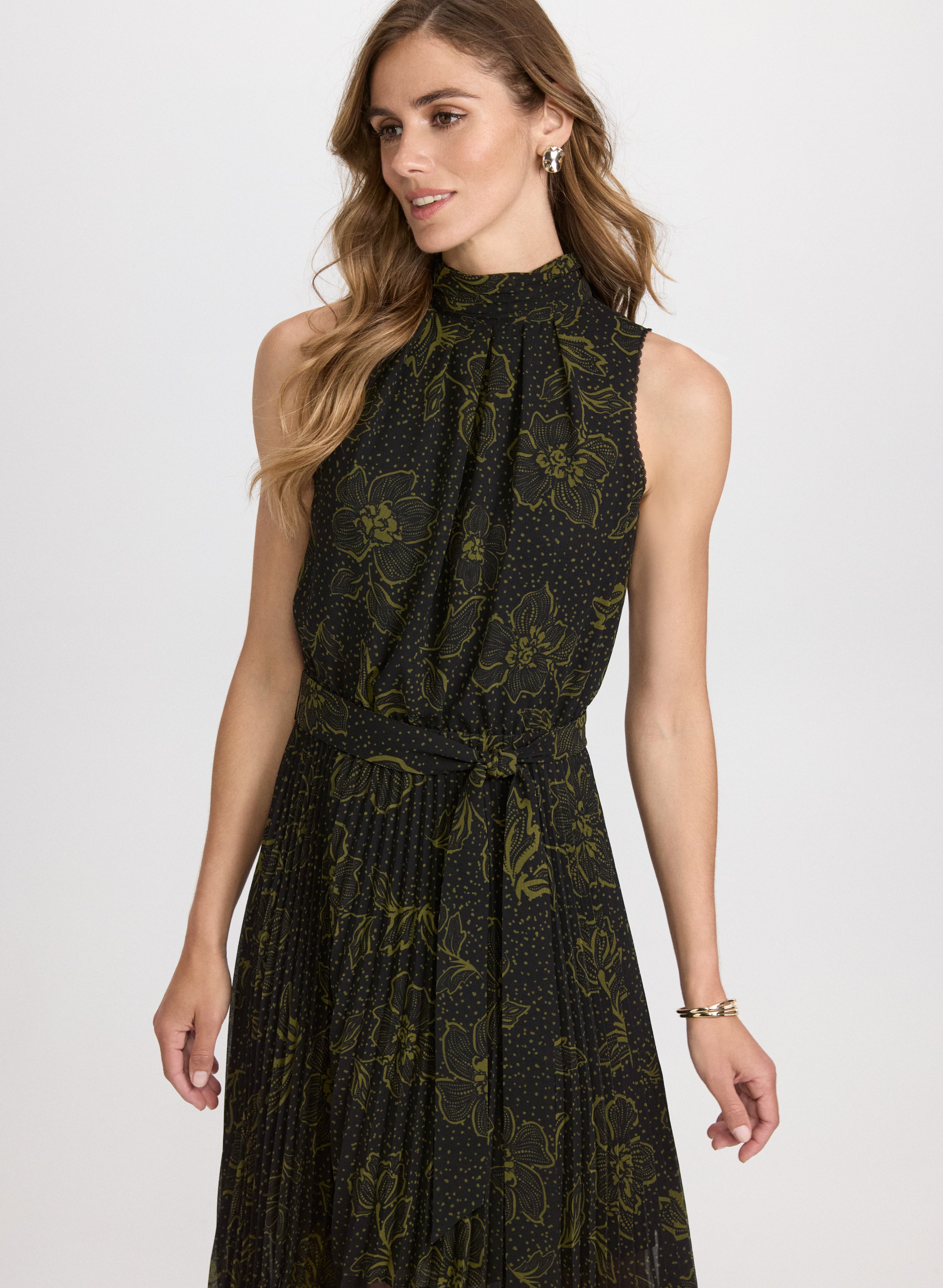Floral Print Mock Neck Dress for Women - Elegant Long Sleeve Party Dress for Wedding, Cocktail & Special Occasions