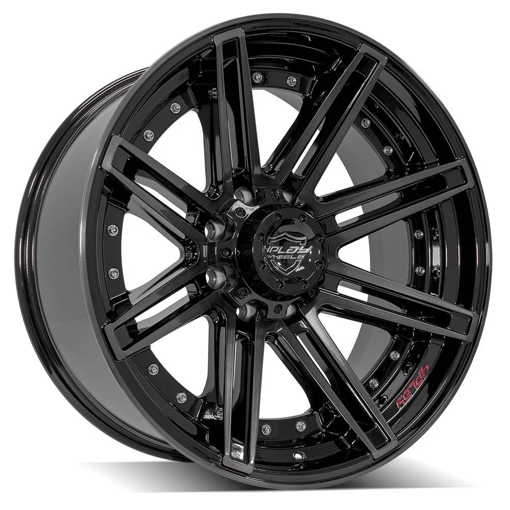 4Play Gen2 4P08 Gloss Black Wheels 22x10.0 8x165.1mm 124.9mm - Brushed Face & Tinted Clear Finish - Perfect for Trucks, SUVs, and Off-Road Vehicles