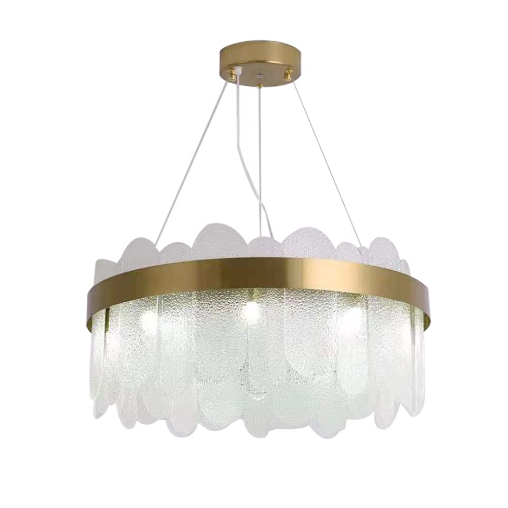 Modern Round Chandelier 9-Light - Contemporary Luxury Glass Pendant Ceiling Light 23.6 Inch - Gold Finish - Perfect for Living Room, Bedroom, Dining Room & Kitchen Island Lighting - Elegant Home Decor & Interior Design Accent