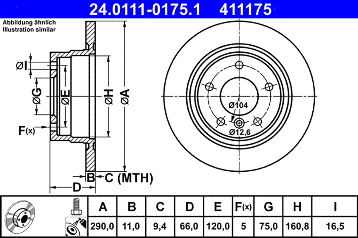 ATE 24.0111-0175.1 Brake Disc Rotors - High Performance Replacement for Smooth Braking | Perfect for Daily Commuting & Highway Driving