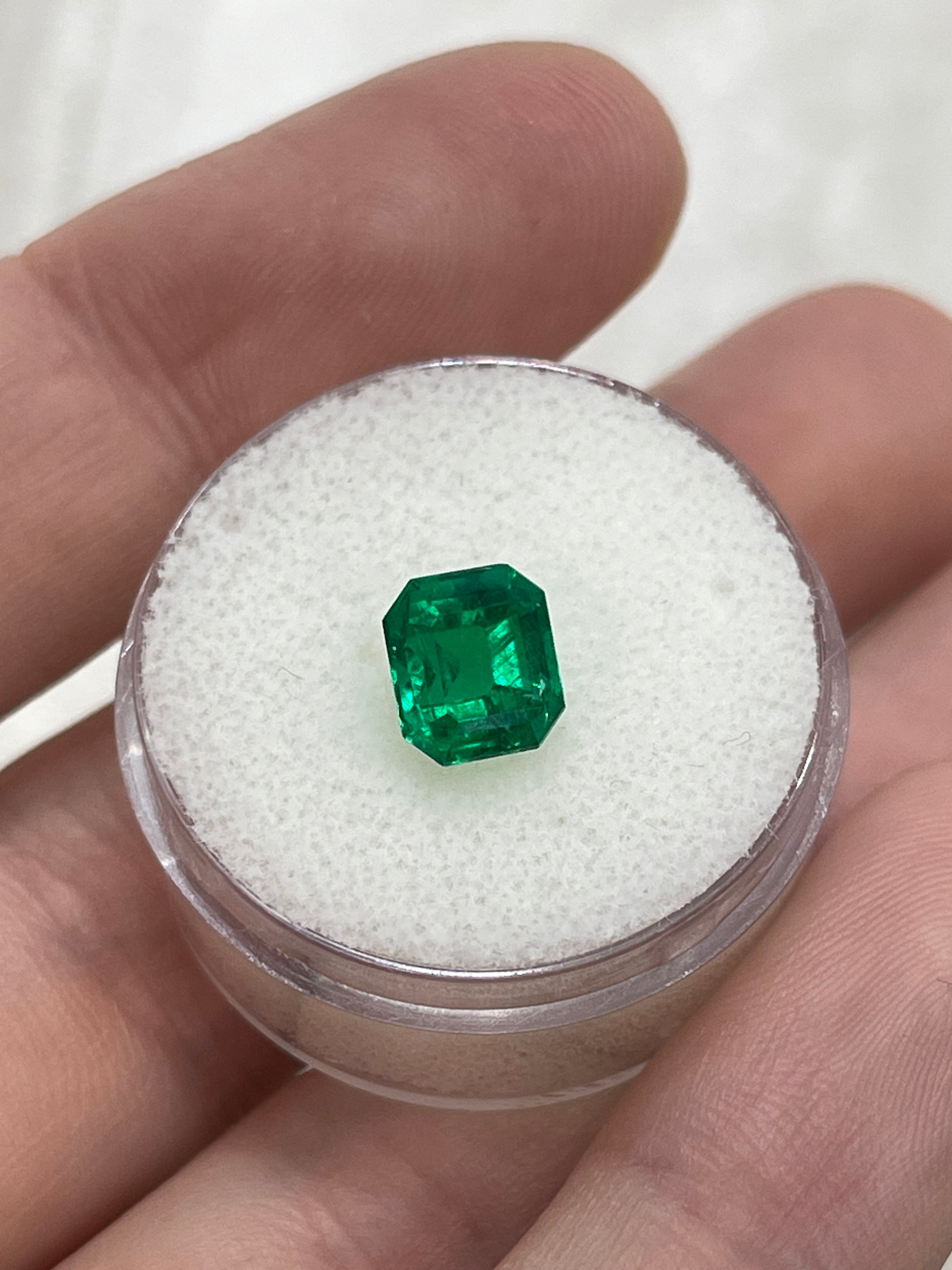 Faith Lab Diamond Art Deco Custom Ring - 1.75 Carat 7.5x6.75mm AAA+ Vivid Muzo Green Colombian Emerald, Emerald Cut Loose Gemstone for Investment & Jewelry Making | Perfect for Engagement Rings, Anniversary Gifts & Luxury Collections