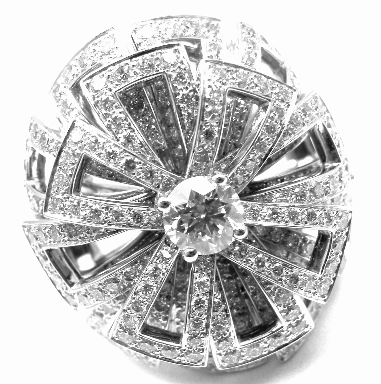 Authentic Chanel Flower 18k White Gold Diamond Ring for Women - Luxury Vintage Jewelry Gift for Anniversary, Valentine's Day & Special Occasions