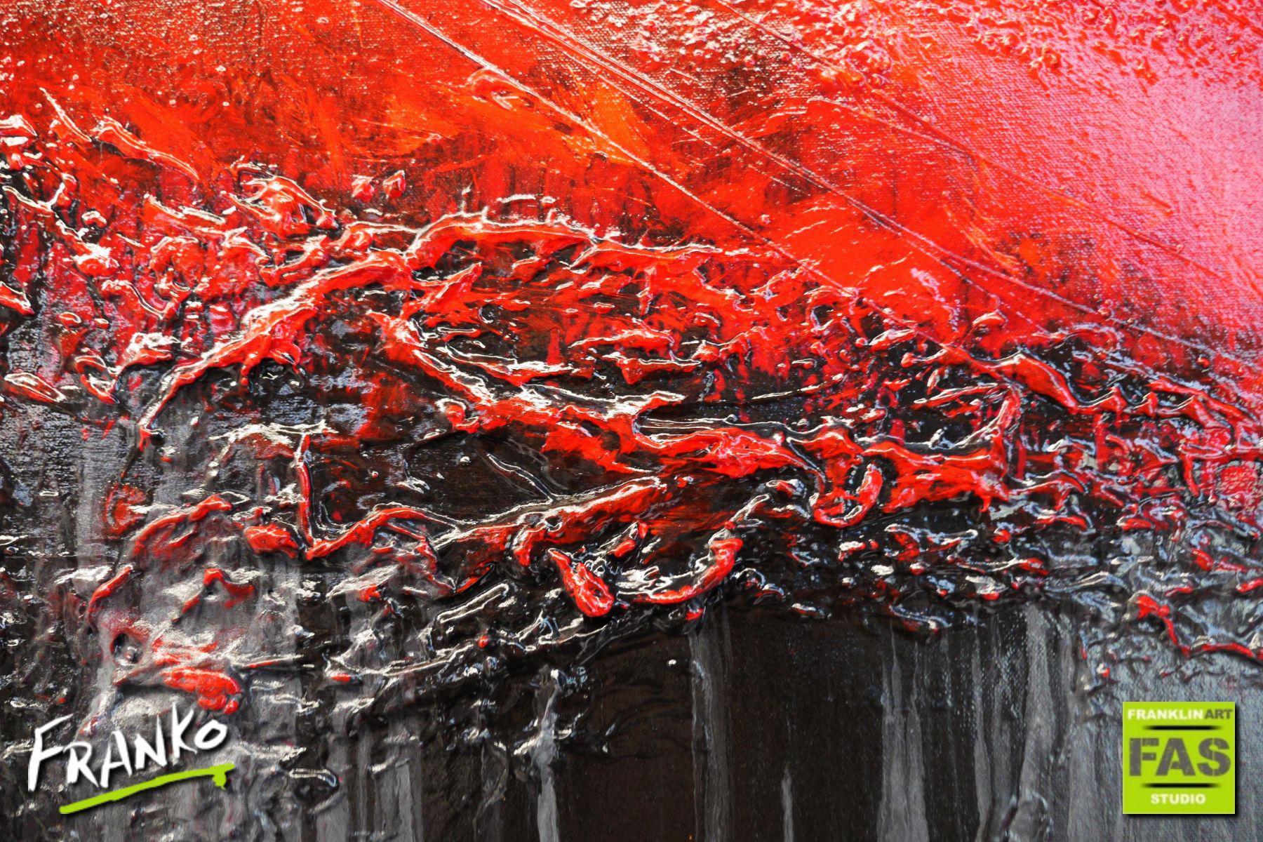 160cm x 100cm Red and Black Textured Abstract Canvas Art - Modern Wall Decor for Living Room, Bedroom & Office