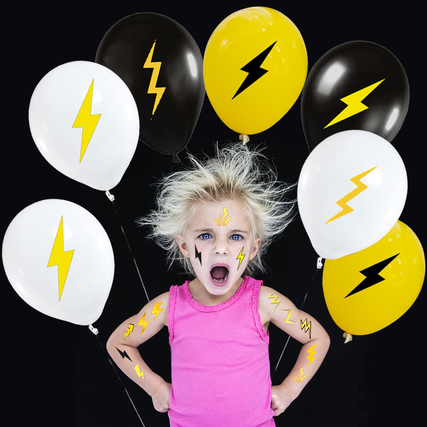 50 Pack Lightning Bolt Balloons - Gold & Silver Party Balloons for Baby Shower, Gender Reveal, Birthday, Weather Themed Decorations - Perfect for Indoor & Outdoor Party Decor