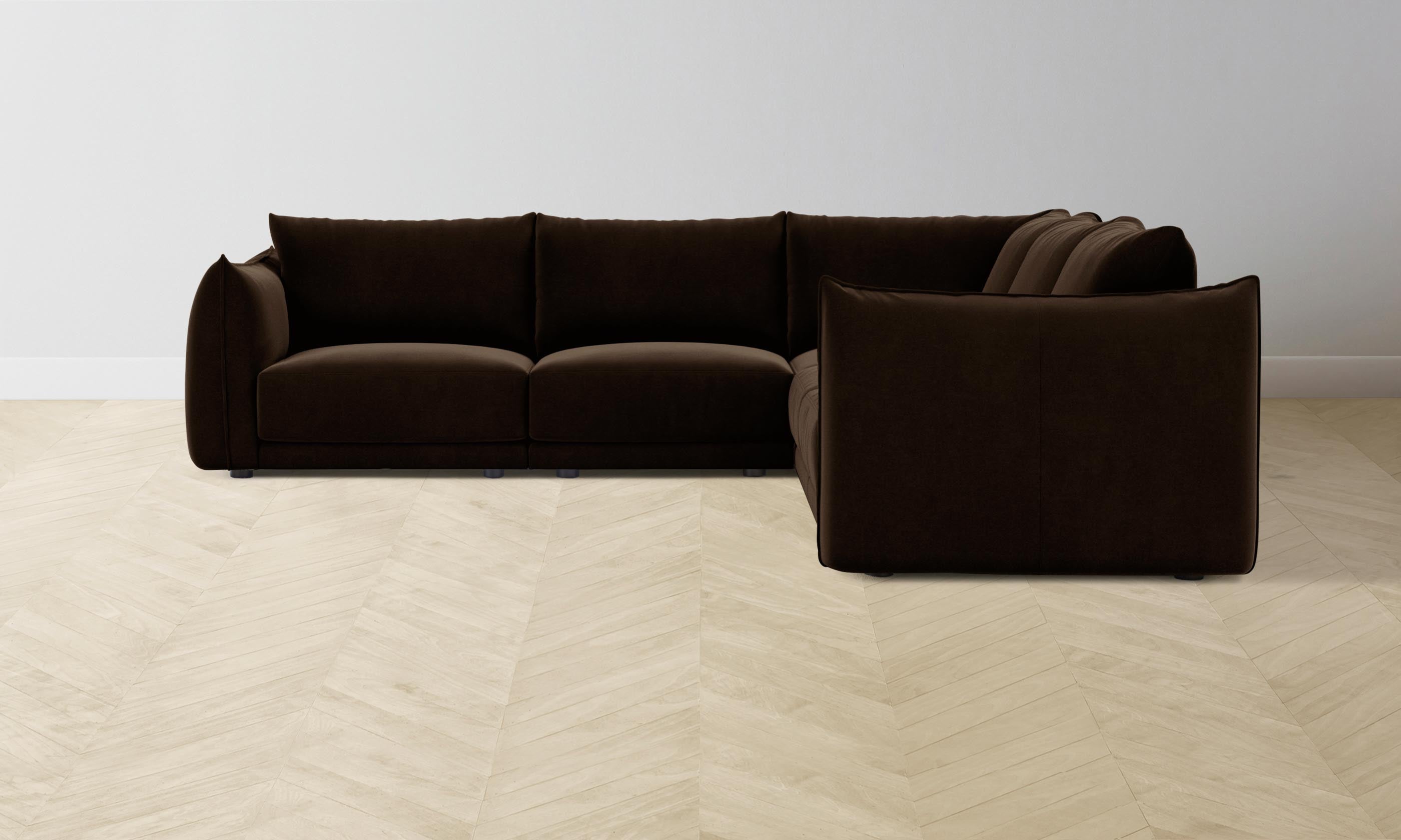 The Jones Modular Sectional Sofa - Luxurious Mohair Upholstery in Rich Chocolate Brown | Perfect for Living Room, Lounge & Entertainment Spaces