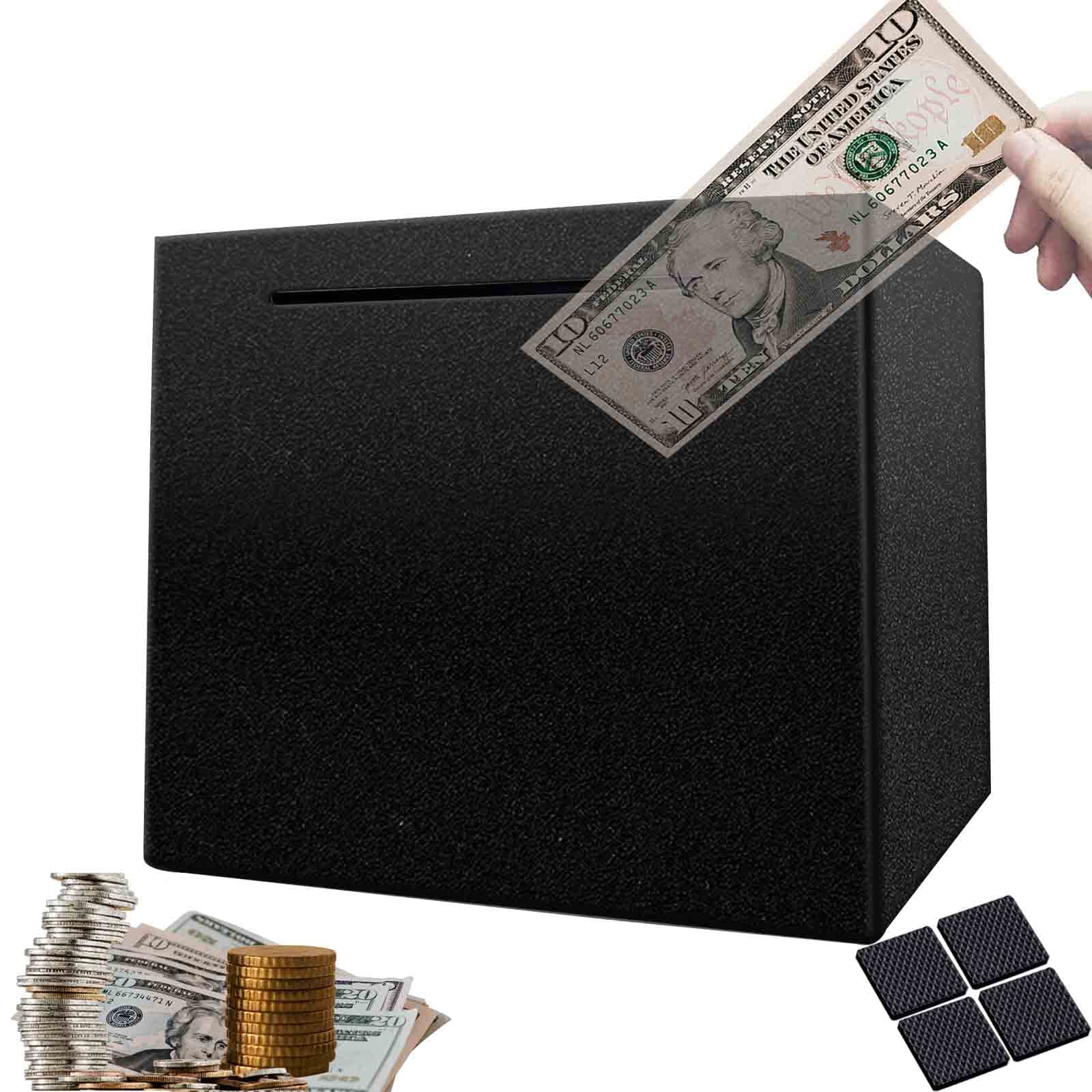 Stainless Steel Piggy Bank for Adults & Kids - 5.9 Inch Black Money Saving Box with Lock, Cash Coin Jar for Home Office Savings (PBB5.9) - Perfect for Birthday Gifts, Allowance Tracking & Financial Education