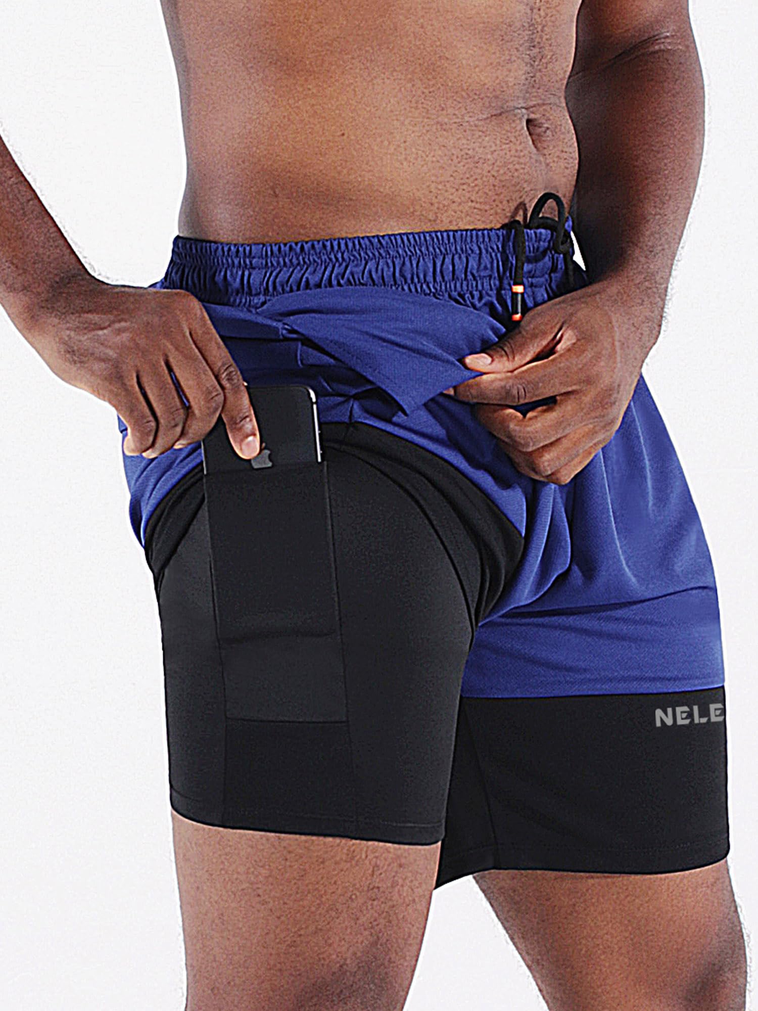 NELEUS Men's 2-in-1 Running Shorts with Built-in Liner - Quick Dry Athletic Workout Shorts with Pockets for Gym, Jogging & Outdoor Activities