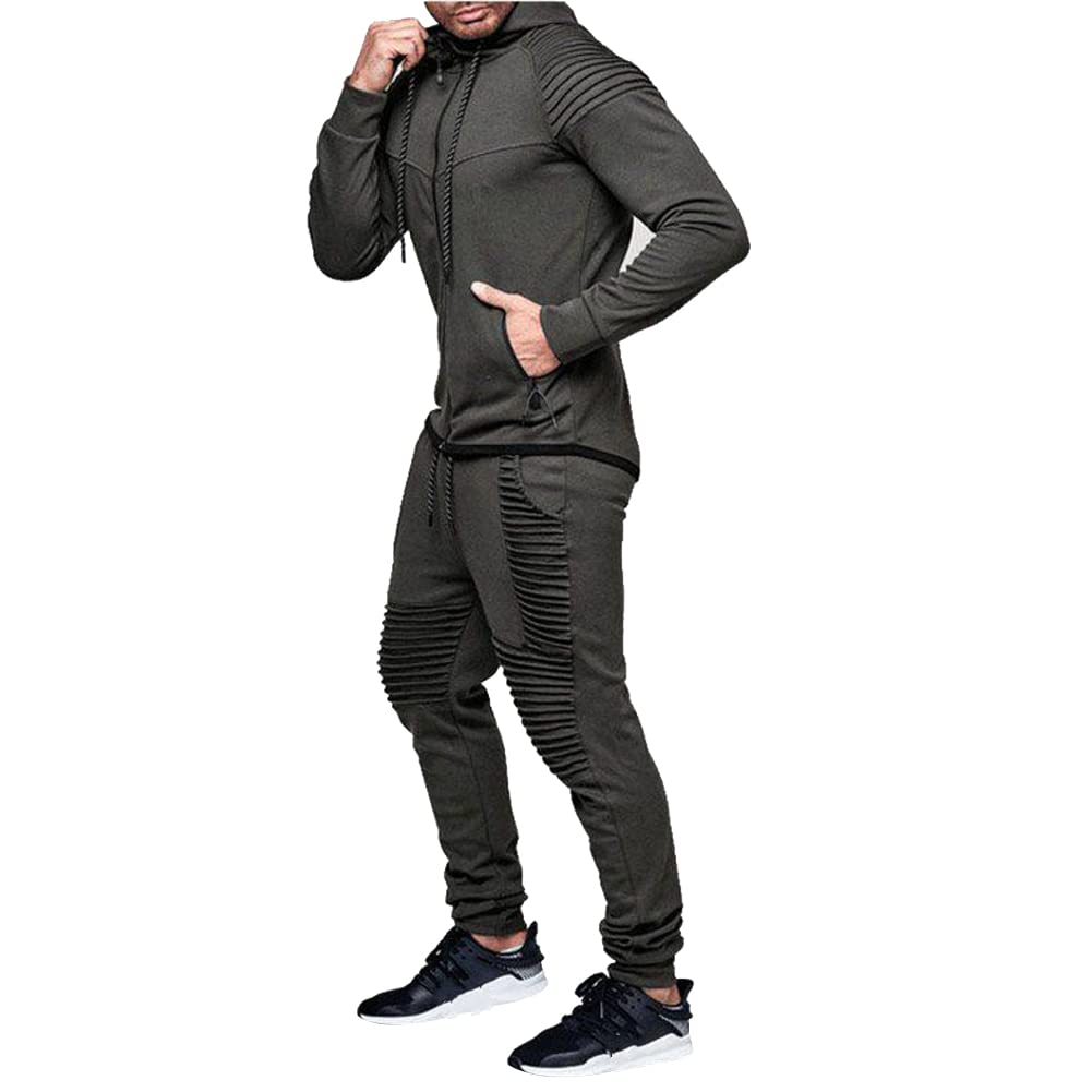 Men's Casual Full Zip Hoodie & Jogger Sweatpants Set - Lightweight Athletic Tracksuit for Running, Gym, Lounge & Streetwear Fashion