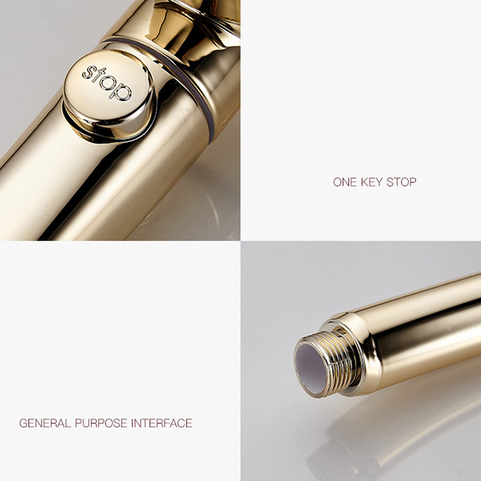 3-Function Handheld Shower Head with High Pressure - Gold Bathroom Shower Accessories for Hotel & Home Use - Perfect for Relaxing Massage and Water Saving