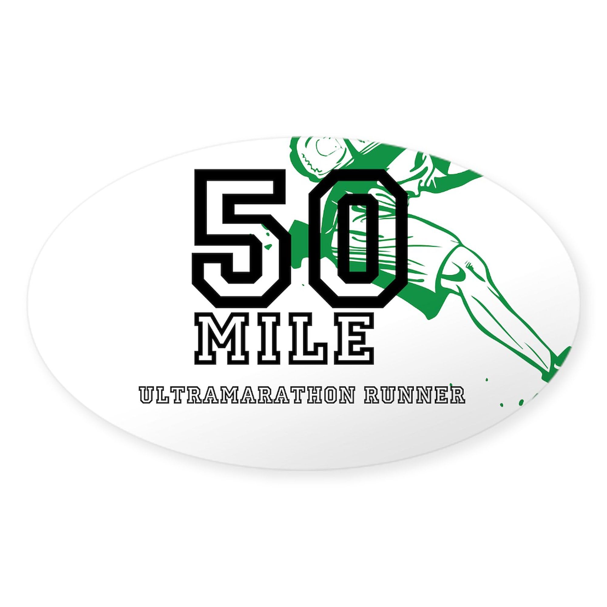 50 Mile Ultramarathon Runner Oval Car Bumper Sticker - Durable Vinyl Decal for Cars, Laptops & Water Bottles - Perfect for Marathon Enthusiasts & Endurance Athletes
