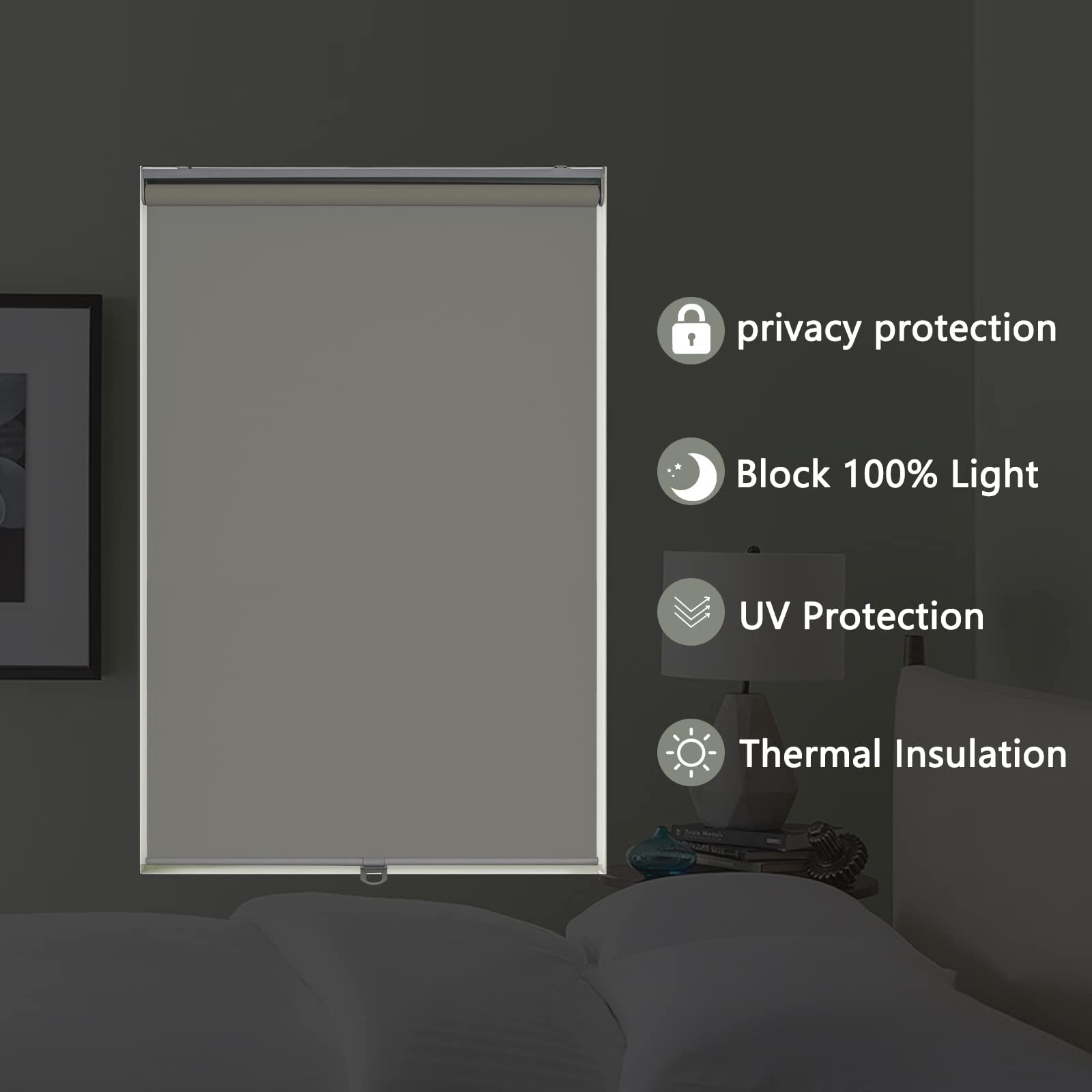 AOSKY Cordless Blackout Roller Shades for Windows - Thermal Insulated Room Darkening Window Blinds, Easy to Install, W25 x L72, Ivory White - Perfect for Bedroom, Home Office, Bathroom & Nursery