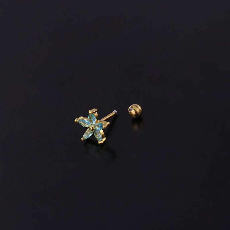 20G Cartilage Flower Tiny Stud Barbell Back Earrings - Hypoallergenic Stainless Steel Body Jewelry for Helix, Tragus, or Lobe Piercing | Perfect for Everyday Wear, Parties, and Gifts (HSPJ301)