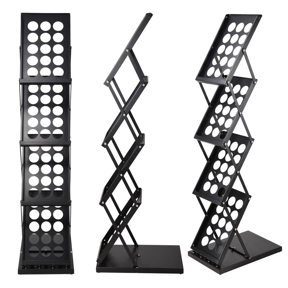 TheLAShop 4-Pocket Folding Literature Rack - Brochure Stand Display Holder for Stores, Offices & Events - Compact & Portable Document Organizer