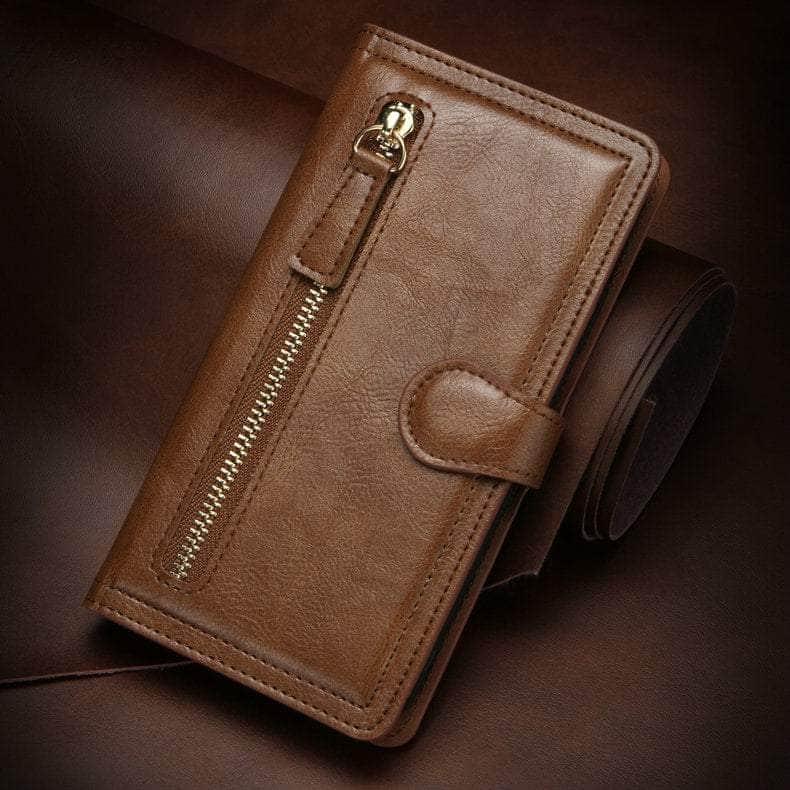 Samsung Galaxy S23 Plus Leather Flip Case with Zipper - Premium Protective Cover for Everyday Use & Travel
