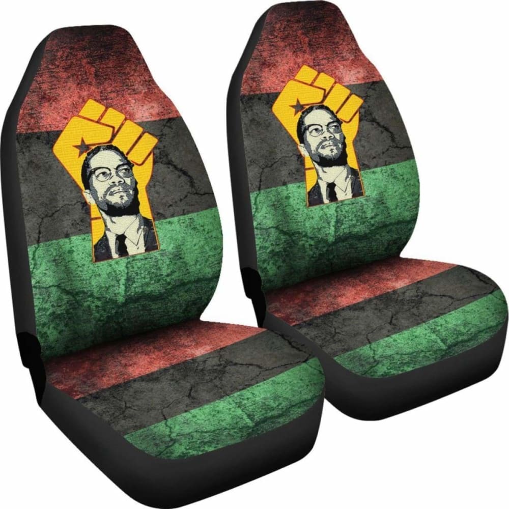 Premium African Print Car Seat Covers - Malcolm X & Pan African Flag Design - Universal Fit for Cars, SUVs & Trucks - Perfect for Cultural Pride, Road Trips & Car Protection