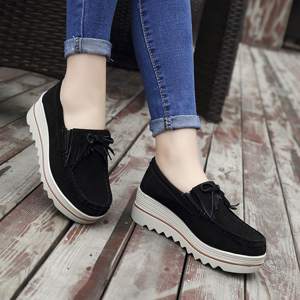 Ruiatoo Women's Slip-On Loafers - Comfortable Thick Soft Platform Shoes for Business Casual & Walking | Non-Slip Work Shoes for Office, Travel & Daily Wear