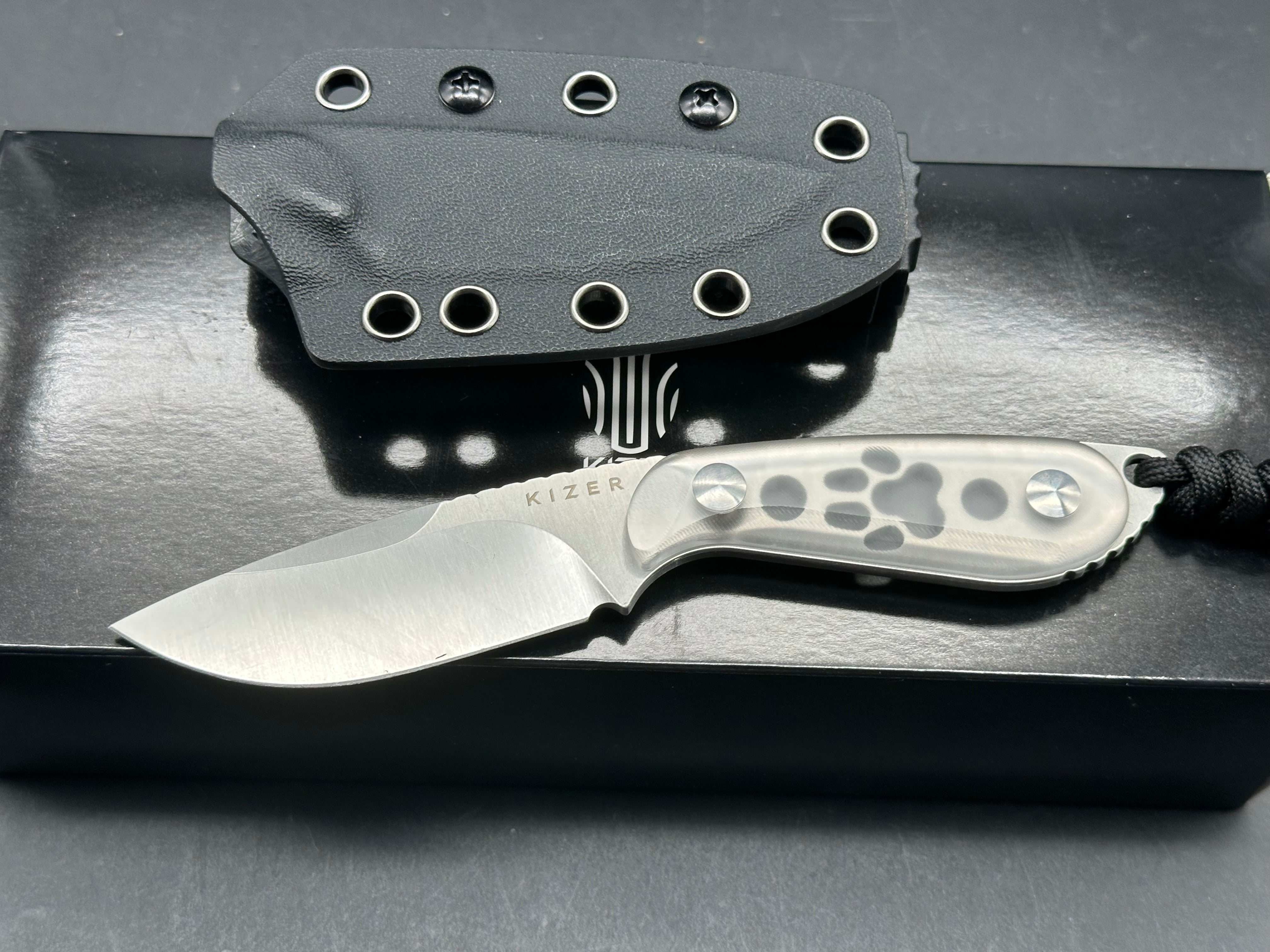 Kizer Buddy Ice Pocket Knife - Clear Acrylic Scales with AEB-L Stainless Steel Blade - EDC, Camping, Hiking & Outdoor Survival Tool