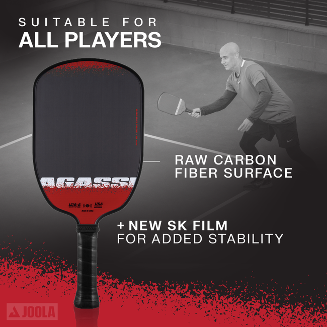 Joola Agassi Edge 16mm Pickleball Paddle - Premium Carbon Fiber Surface for Spin & Control - Perfect for Tournament Play & Outdoor Pickleball Games