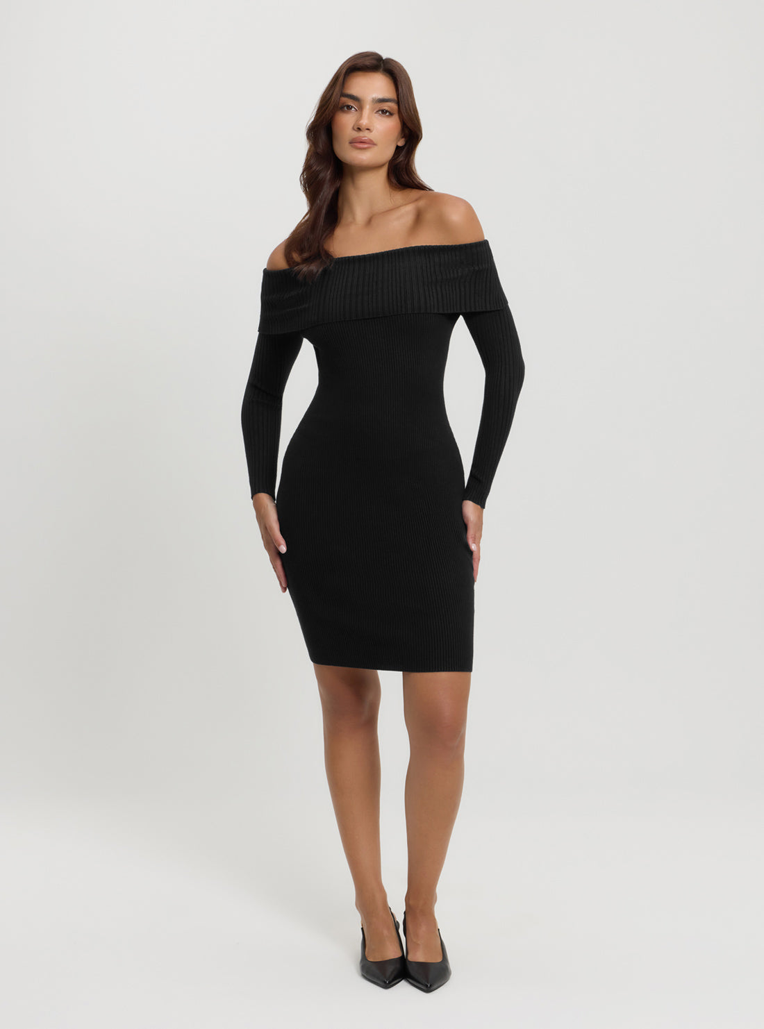 Black Fold Over Rib Julia Mini Dress - Sexy Bodycon Party Dress for Women, Perfect for Night Out, Club, Date Night & Special Occasions