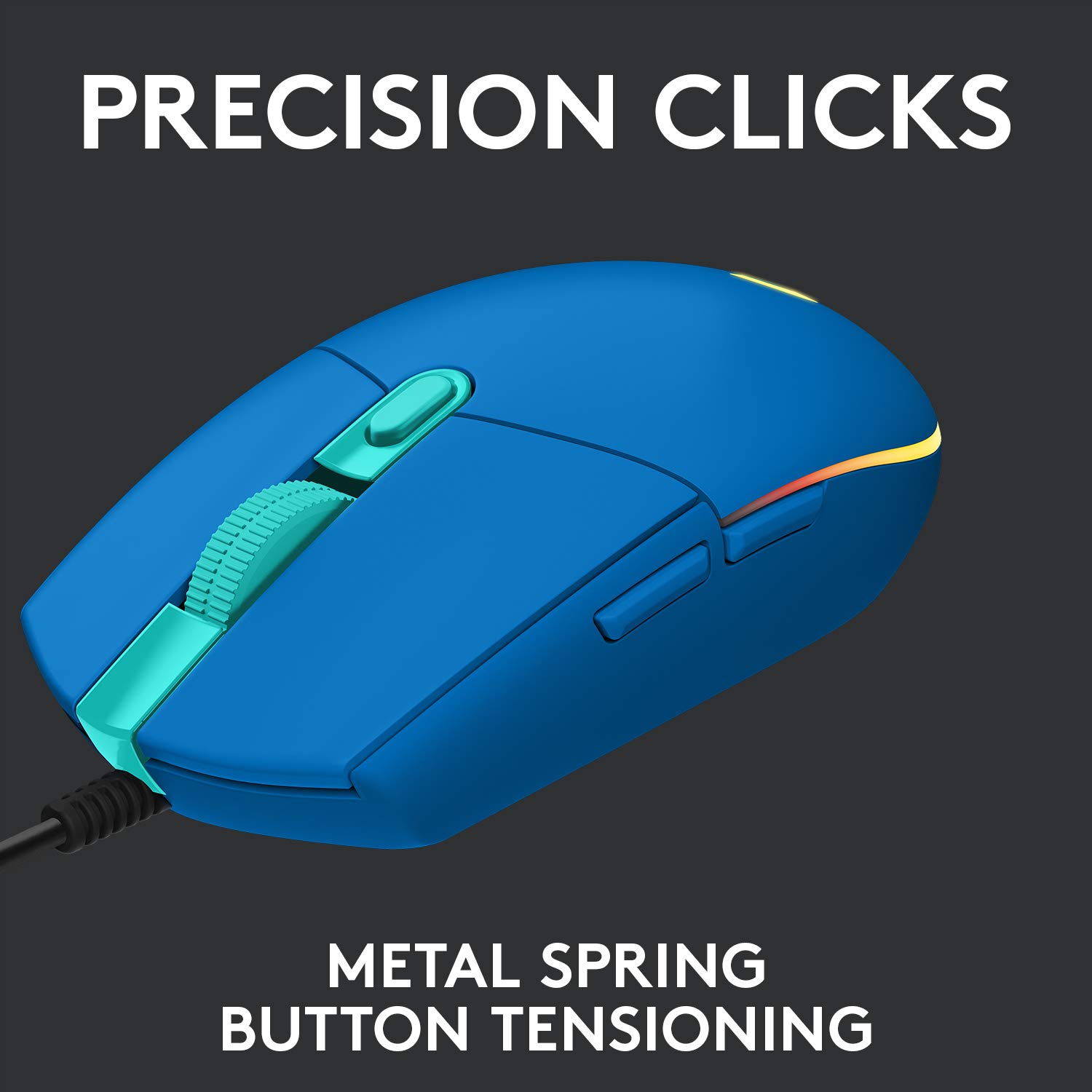 Logitech G203 2nd Gen Wired Gaming Mouse - 8000 DPI, RGB LIGHTSYNC Lighting, 6 Programmable Buttons, On-Board Memory | Compatible with PC, Mac, Laptop | Perfect for FPS, MOBA Gaming & Office Work