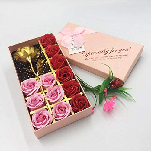 Artificial & Dried Rose Flower Soap Gift Box - Scented Bath Petals, Wedding & Home Decor, Blue - Perfect for Bridal Showers, Anniversary Gifts & Spa Bathroom Decor