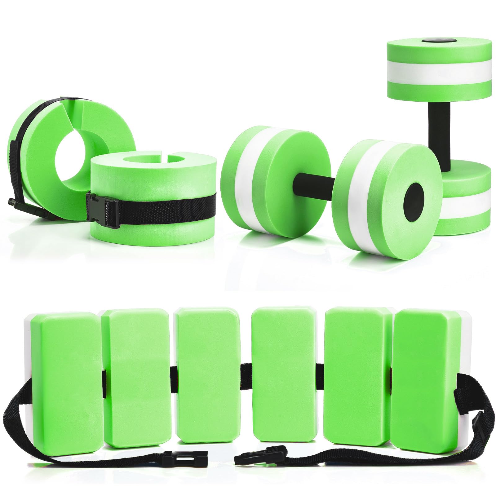 5-Piece Aquatic Exercise Set with 2 Ankle Weights, 2 Water Dumbbells & Swim Belt - Pool Fitness Equipment for Water Aerobics, Aqua Therapy & Swimming Training