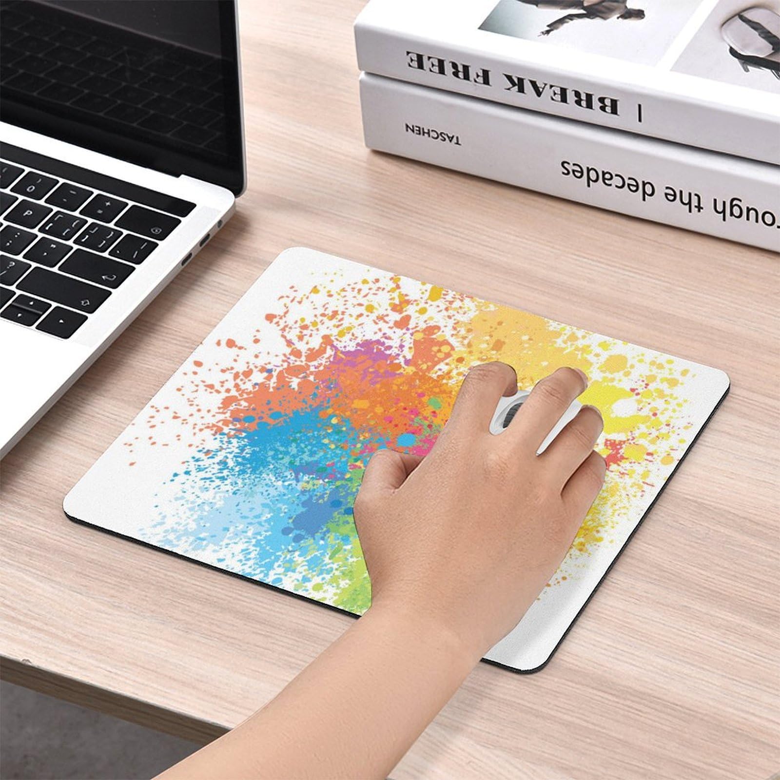 Watercolor Paint Splashes Mouse Pad - Non-Slip Waterproof Gaming Mouse Mat - Durable & Fashionable for Home & Office Use - 18x22cm - Perfect for PC, Laptop, Workstation & Gaming Setup