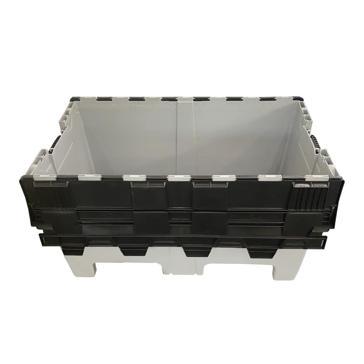 Heavy Duty Plastic Storage Tote Crate - Half Pallet Size, Durable Grey Stackable Bins for Warehouse, Home & Office Organization - Perfect for Moving, Shipping & Industrial Use
