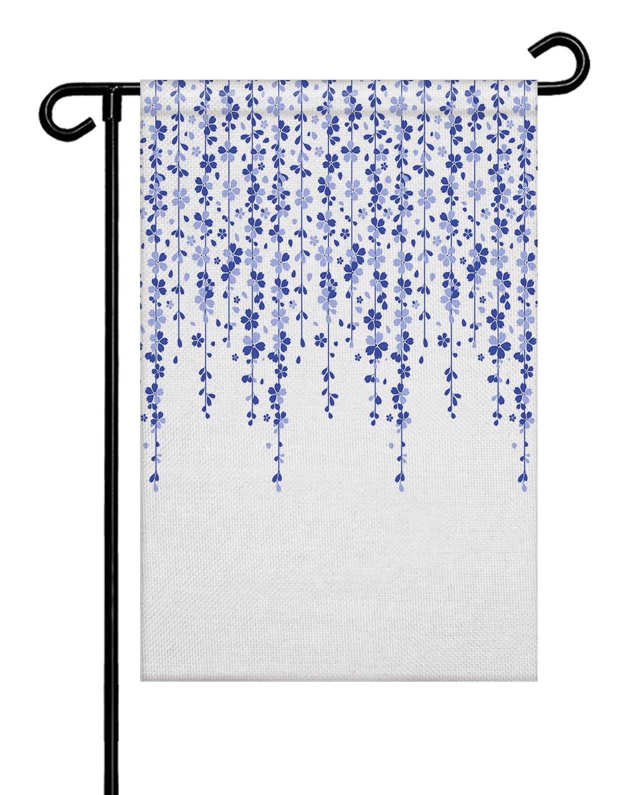 Blue Spring Flowers Double Sided Burlap Garden Flag - Blue Gray Cherry Blossoms Welcome Banner, 12x18 Inch Seasonal Vertical Yard Decoration for Patio, Lawn & Outdoor Spaces | Perfect for Spring Decor, Front Porch Welcome Sign, Garden Pathway Accent