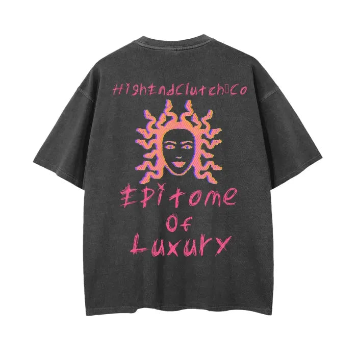 Premium Vintage Wash Medusa Print Drop Shoulder T-Shirt - 250 GSM Heavyweight Cotton for Men & Women | Casual Streetwear & Gothic Fashion