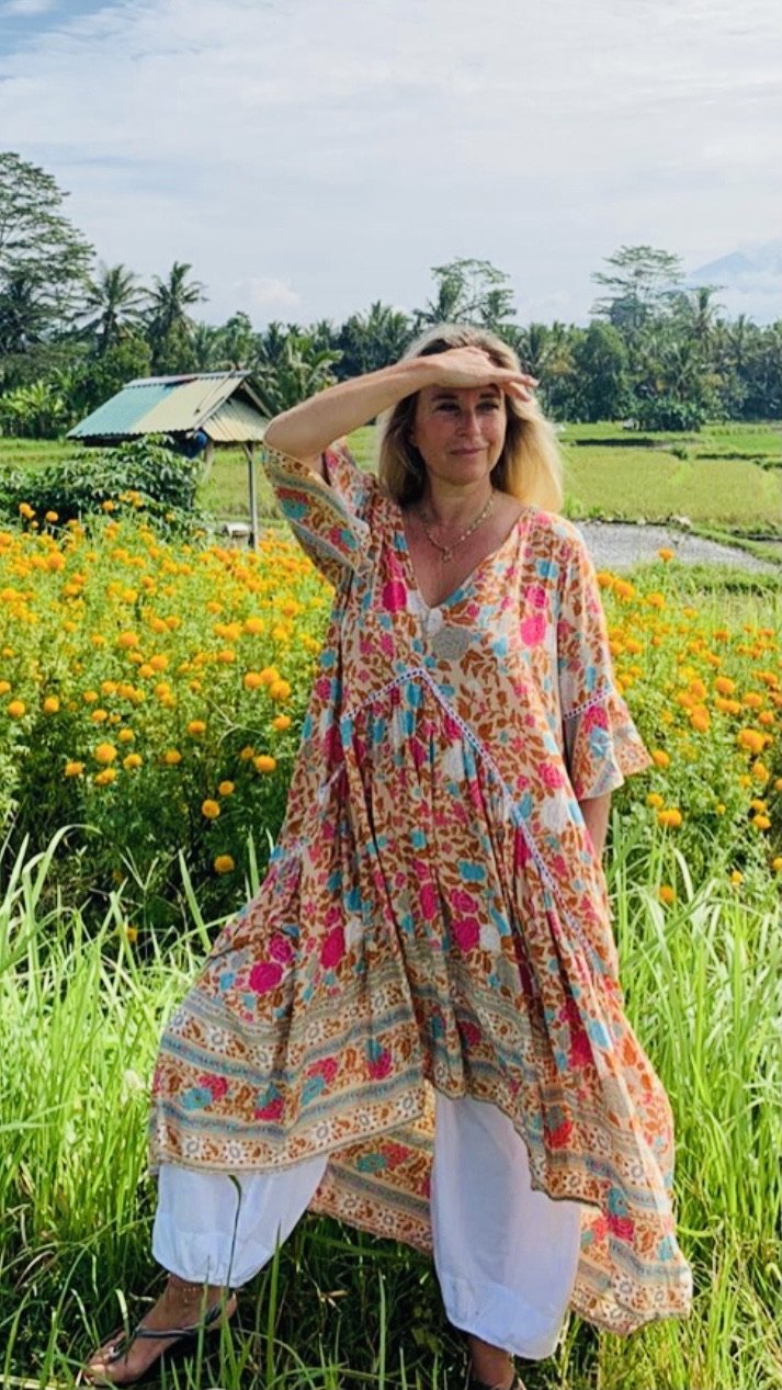 Mama Bali Women's Beautiful Flowy Maxi Dress in Sandy Beige - Perfect for Beach Vacations, Summer Parties & Boho Fashion