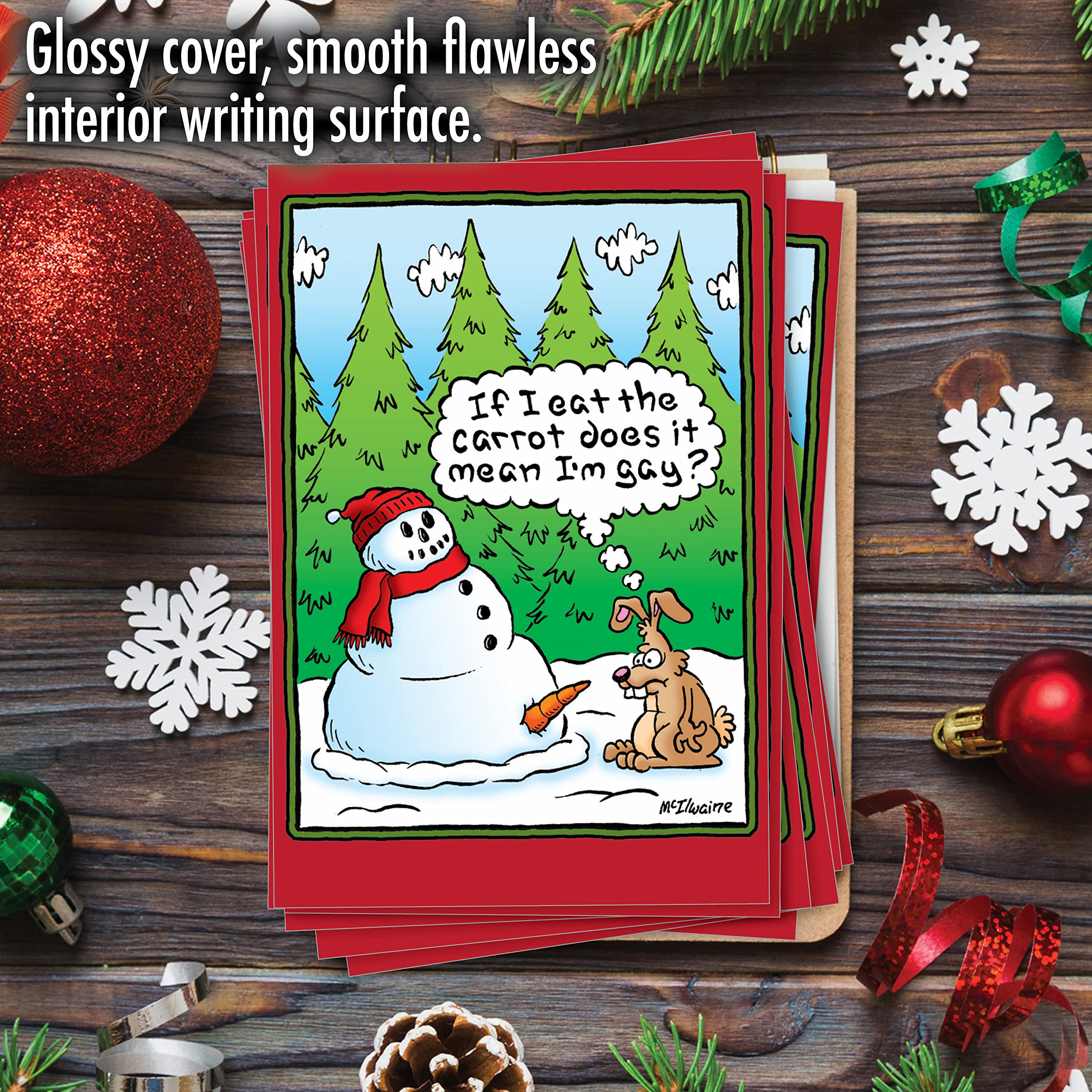 NobleWorks Box of 12 Funny Christmas Cards - Festive Holiday Greeting Cards with Carrot Design (1 Design, 12 Cards) - Perfect for Office Parties, Family Gatherings & Secret Santa Exchanges