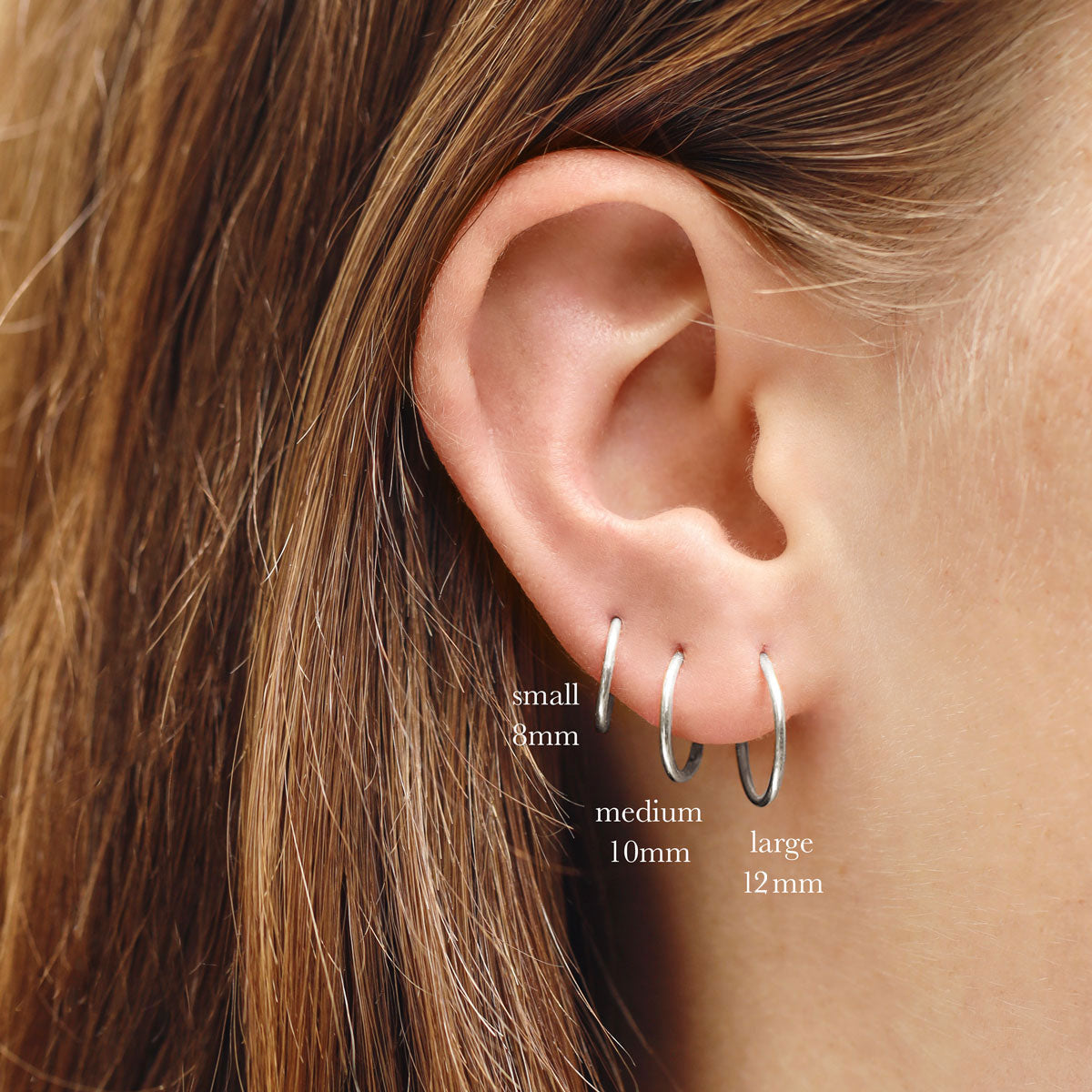 12mm Endless Silver Sleepers Earrings - Hypoallergenic Stainless Steel Hoops for Women, Perfect for Everyday Wear, Gifts & Special Occasions