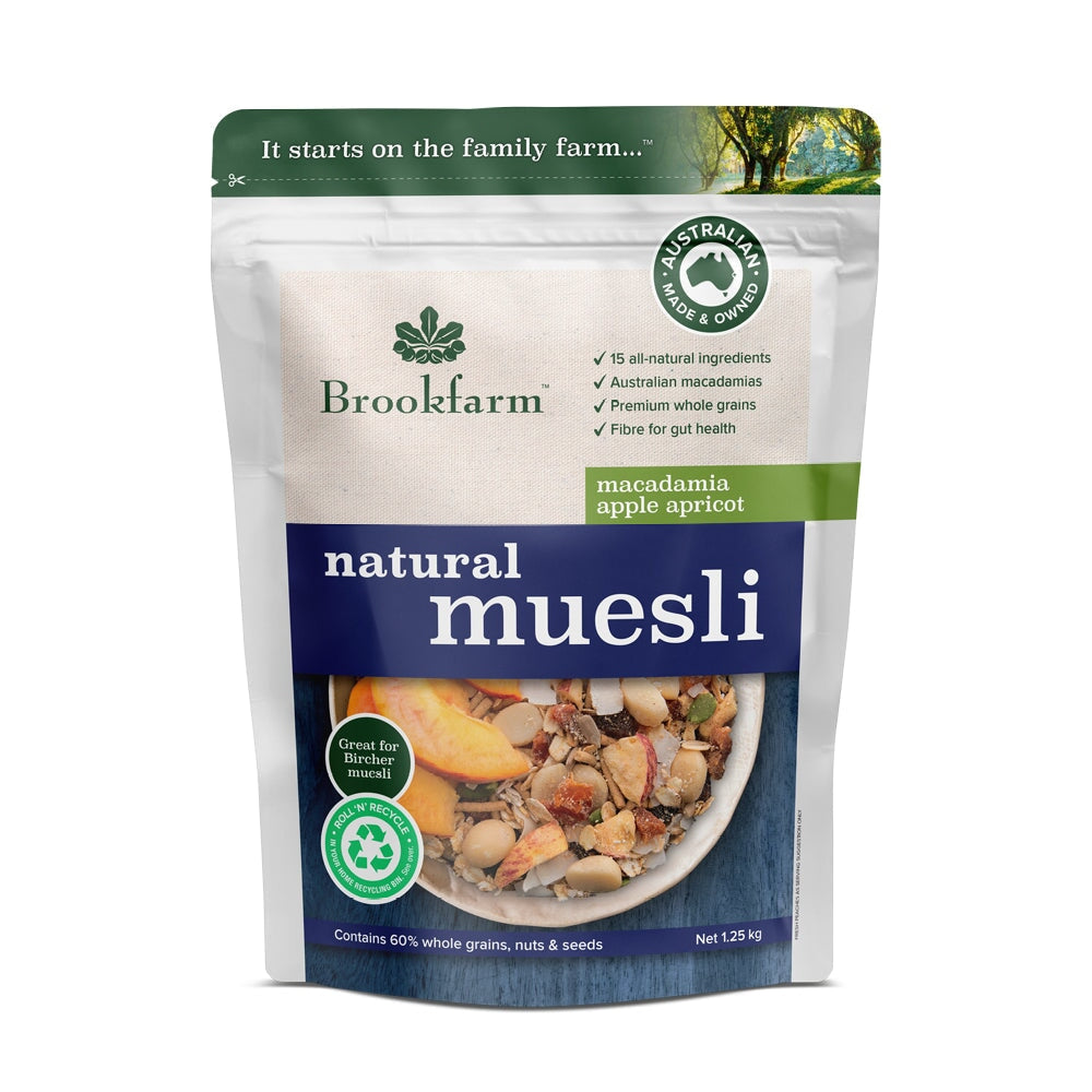 Brookfarm Natural Macadamia Muesli with Apple & Apricot - Healthy Breakfast Cereal for Weight Loss & Energy Boost - Perfect for Office, Gym & Family Breakfast
