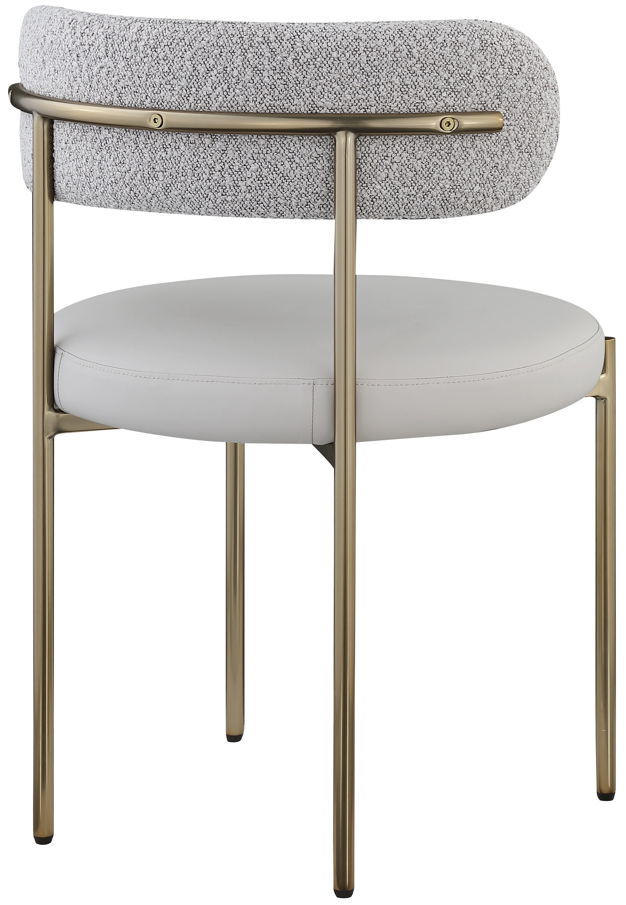 Vegan Leather & Boucle Fabric Dining Chair - Modern Comfortable Kitchen & Dining Room Seating for Home & Office Use