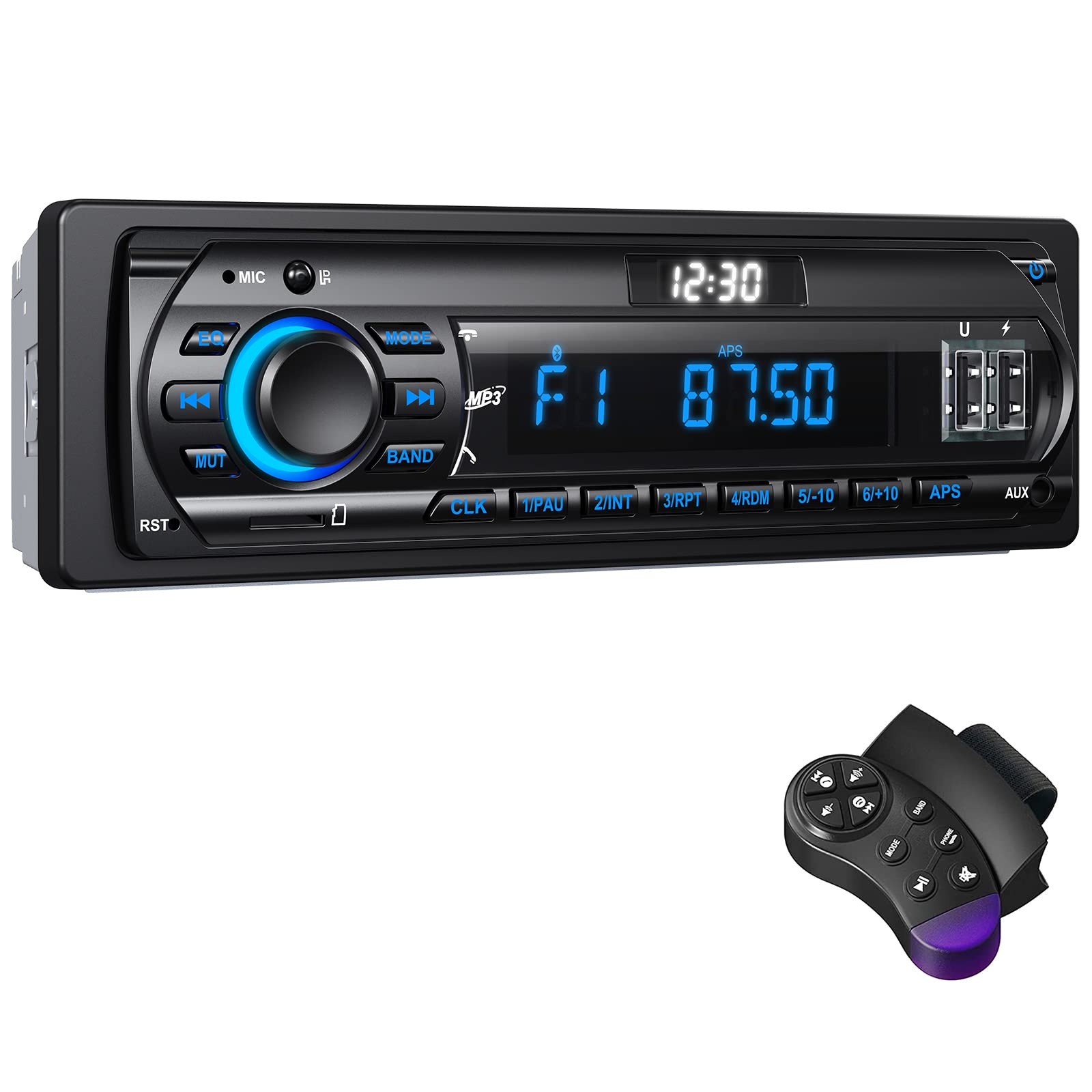 RDS Car Stereo Bluetooth 5.0 Receiver - 9-24V Universal Car Radio with Hands-Free Calling, FM/AM Radio, 4x65W Output, LCD Display & 7-Color LED Lighting - MP3 Player Supports USB/AUX/SD - Perfect for Road Trips & Daily Commuting