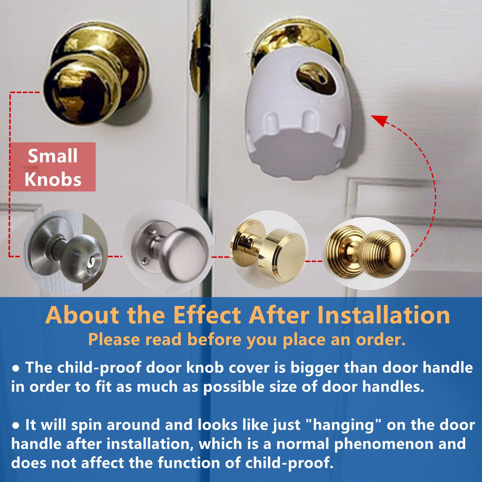 Child Proof Door Knob Locks 4pcs - Baby Safety for Home & Nursery