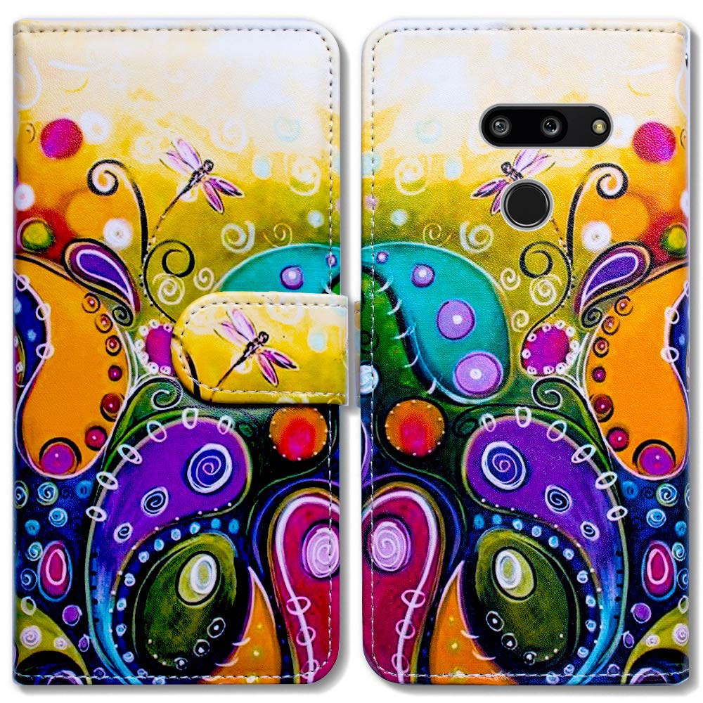 Premium Leather Flip Wallet Case for LG G8 ThinQ/G8 - Dragonfly Design with Card Slots & Kickstand | Stylish Protection for Everyday Use, Business Meetings & Travel