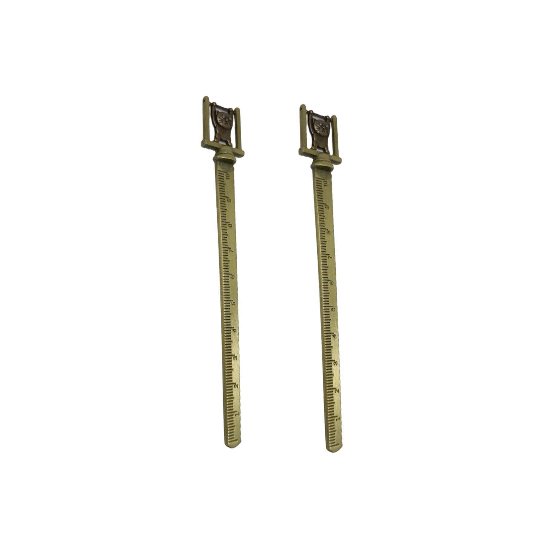 Vintage 2-in-1 Bronze Metal Ruler and Bookmark - 10 cm Elegant Measuring Tool with Bookmark Function, Perfect Gift for Book Lovers, Teachers & Students | Great for Reading, Office, School & Craft Projects (Set of 2)