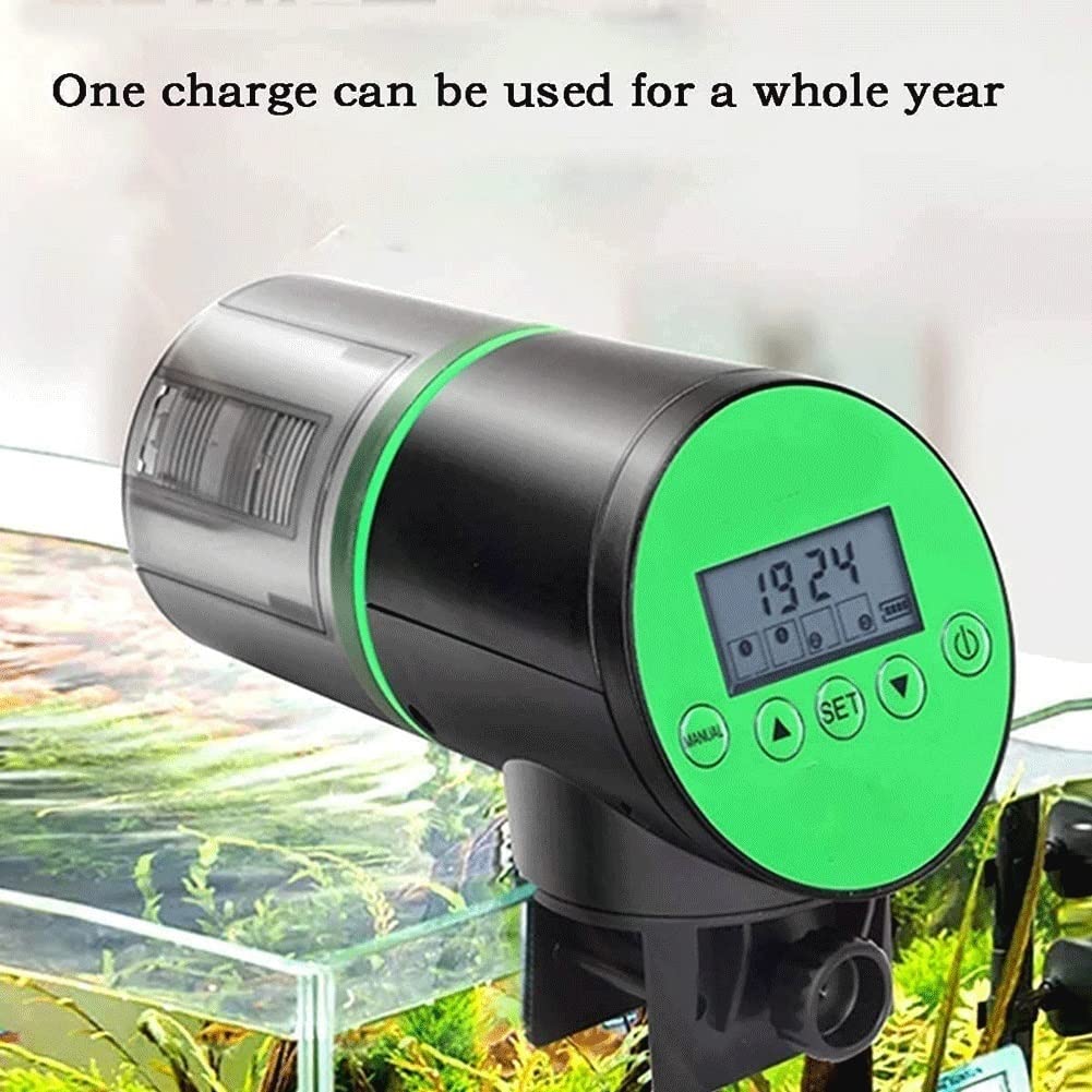 Automatic Fish Feeder with Timer - Rechargeable USB Aquarium Food Dispenser for Freshwater & Saltwater Tanks | Moisture-Proof Design for Indoor/Outdoor Use | Perfect for Vacation & Daily Feeding